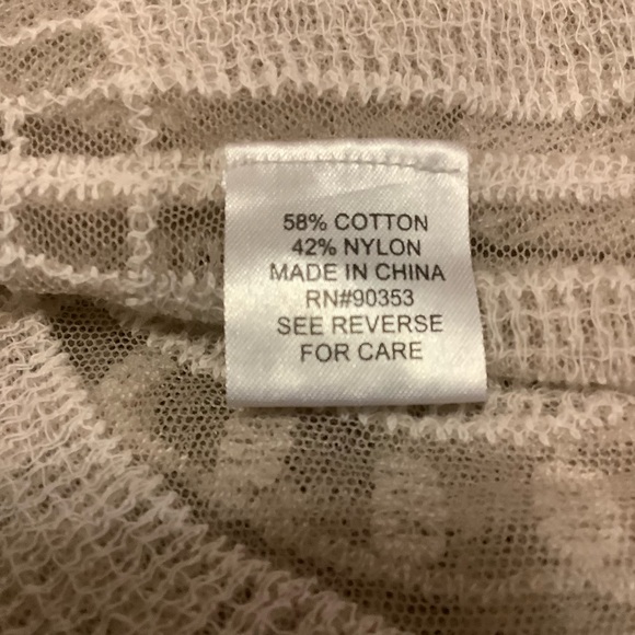 REBELLION CREAM/ WHITE LACE EMBROIDERED COTTON BLEND CARDIGAN/ Size L - Picture 8 of 12